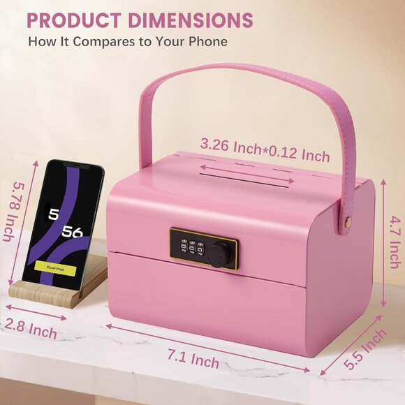 Money Safe and Cash Lock Box for Kids, Small Metal Security Safe(1 Pcs(Any Coor) - Picture 1 of 9